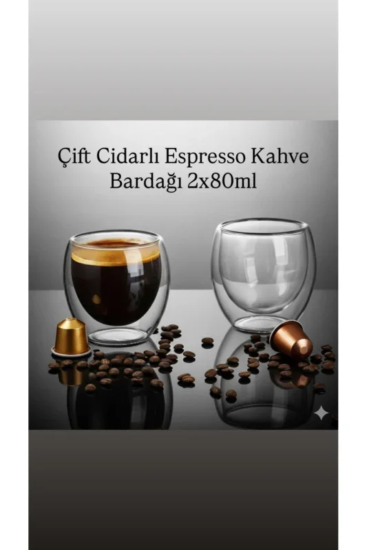 MegaShop Nespresso Çift Cidarlı Espresso Kahve Bardağı 2x80ml