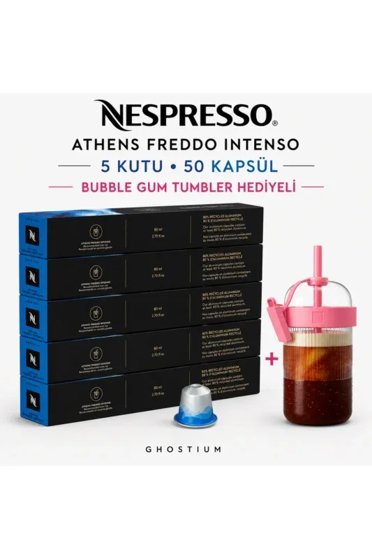Nespresso Athens Freddo Intenso 50 Kapsül + Bubble Gum Tumbler Hediyeli