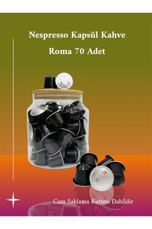 Nespresso Ispirazione Roma Kapsül Kahve 70 Adet + Cam Saklama Kavanozu Hediye