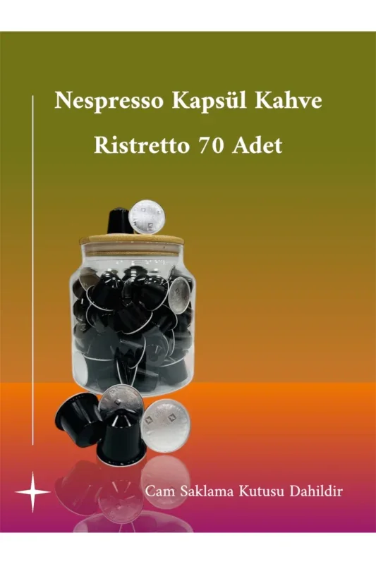 Nespresso Ristretto Italiano Kapsül Kahve 70 Adet + Cam Saklama Kavanozu Hediye