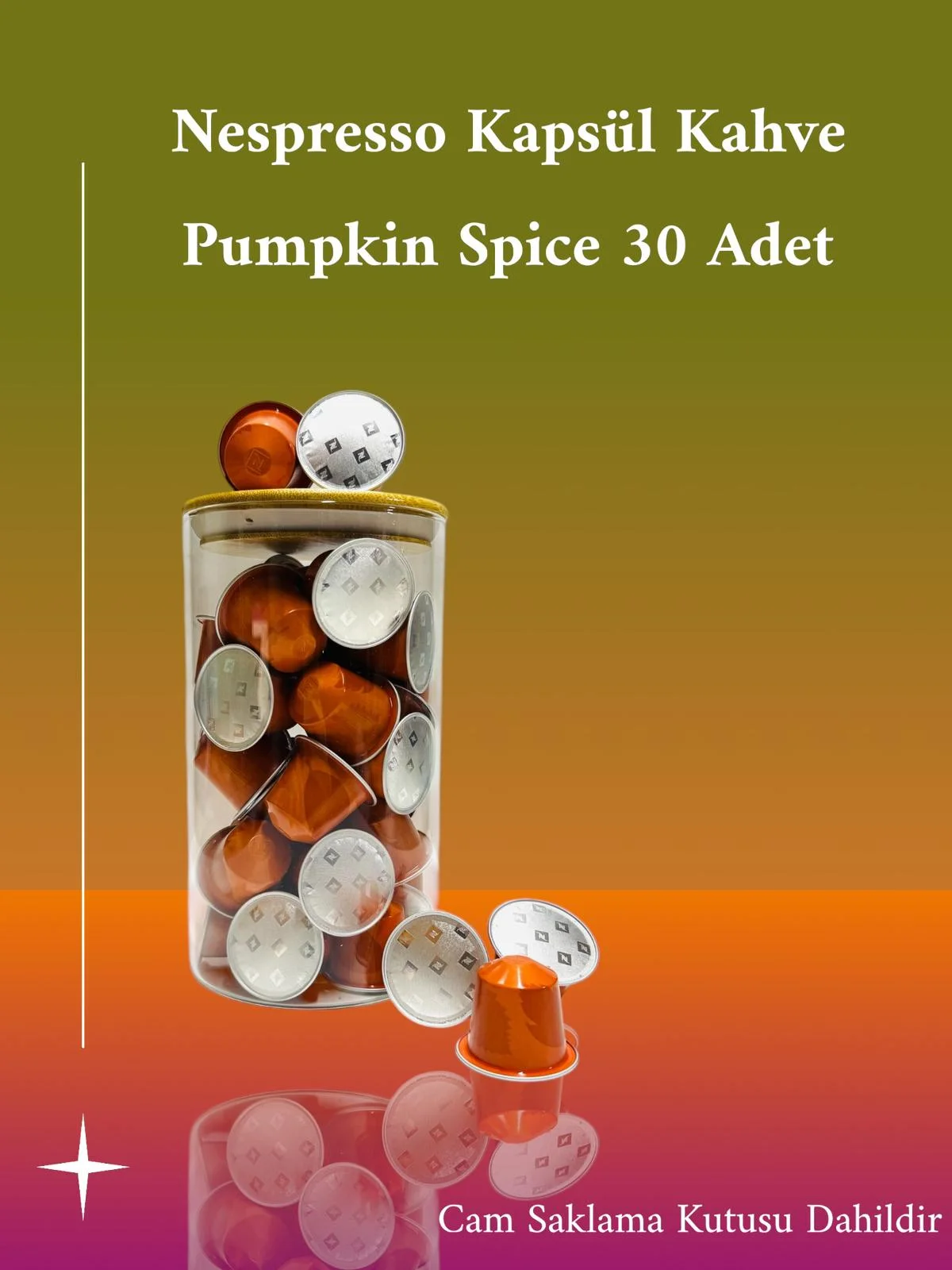 Nespresso Kapsül Kahve Pumpkin Spice 30 Adet + Cam Saklama Kutusu