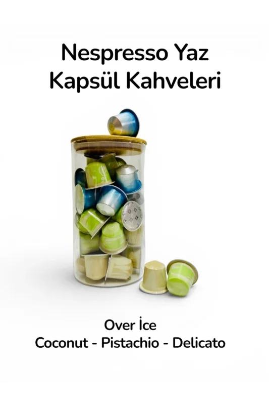 Nespresso Özel Seri Yaz Kapsül Kahveleri 30 Adet + Cam Saklama Kutusu Hediye