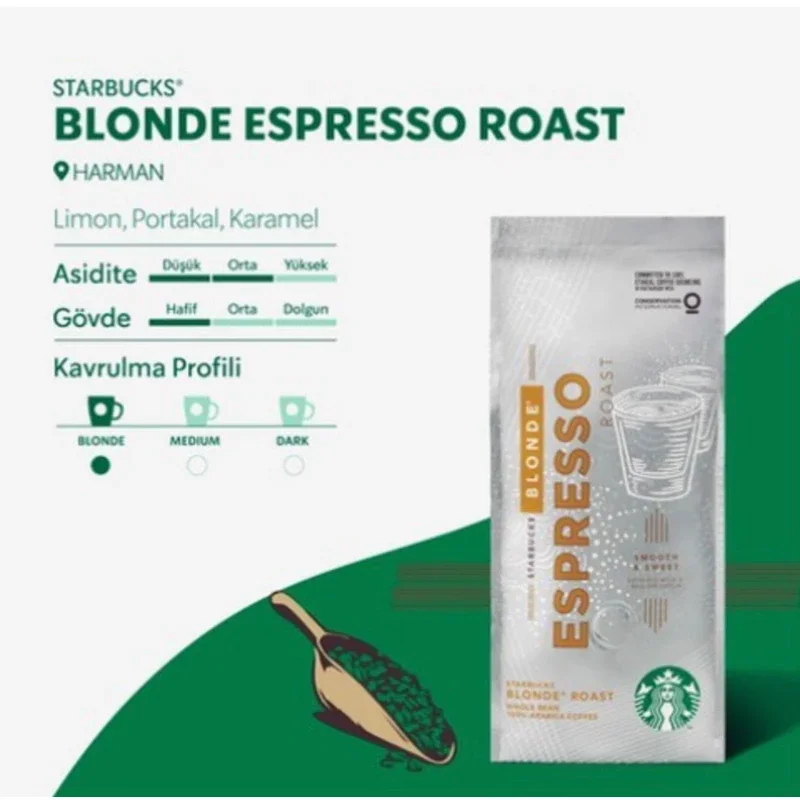 Starbucks Blonde Espresso Roast Çekirdek Kahve 250G