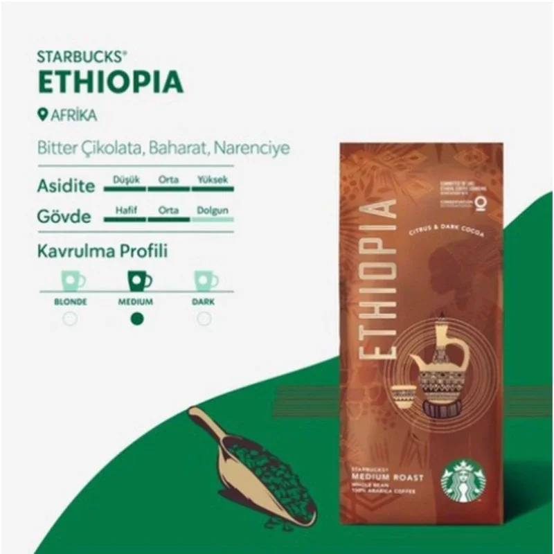 Starbucks Ethiopia Orta Kavrulmuş Çekirdek Kahve 250G