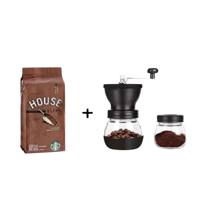 Starbucks House Blend Çekirdek Kahve 250gr ve Manuel Kahve Öğütücü Seti