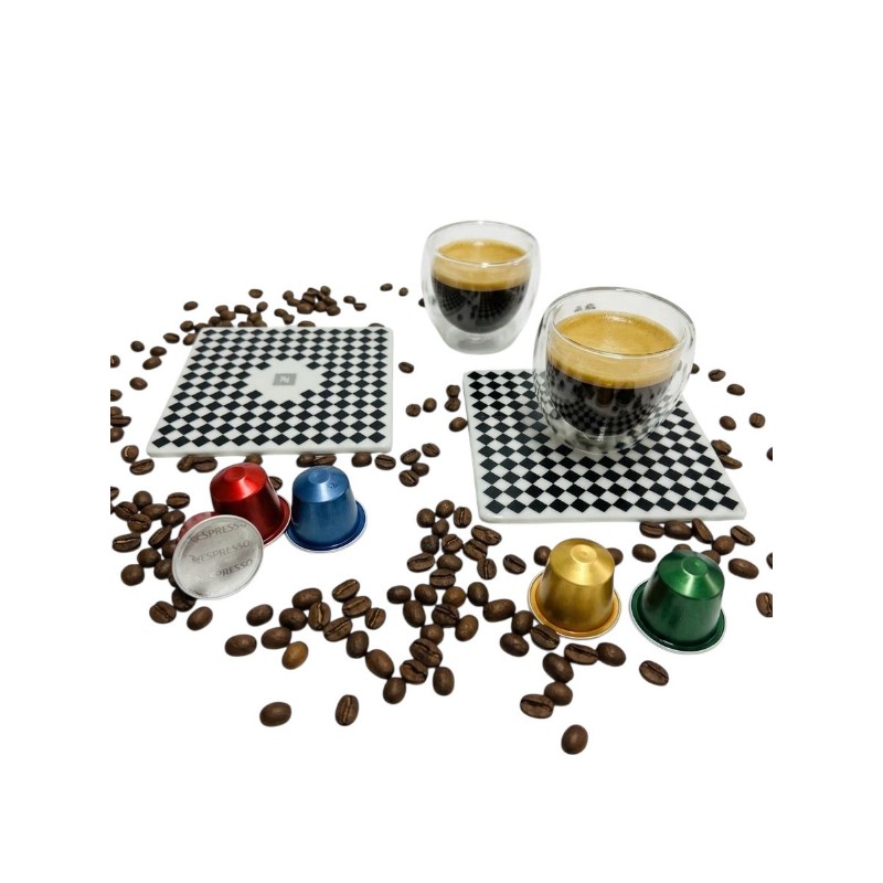 Çift Cidarlı Cam Espresso Bardak ve Şık Bardak Altlığı Seti görseli