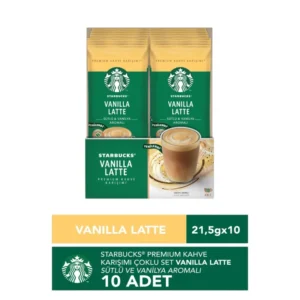 Starbucks Vanilla Latte Sütlü ve Vanilya Aromalı Premium Kahve Karışımı 10'Lu Set görseli